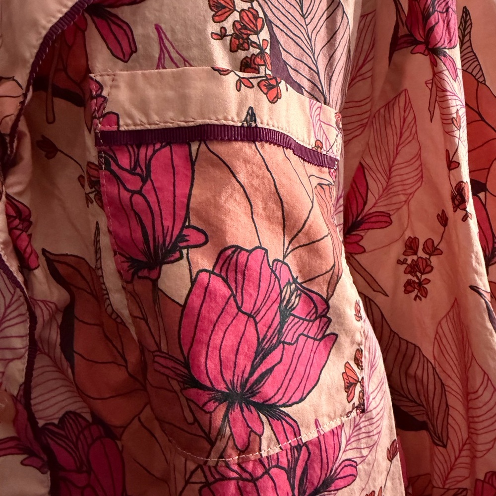 Mersea Rosewood Floral Cotton Pajama Set XL Botanical Lounge Sleepwear - Picture 5 of 10